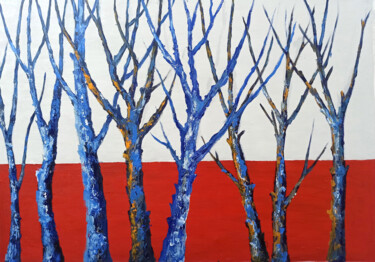 Painting titled "trees landscape 1" by Anh  Tuan Le, Original Artwork, Acrylic