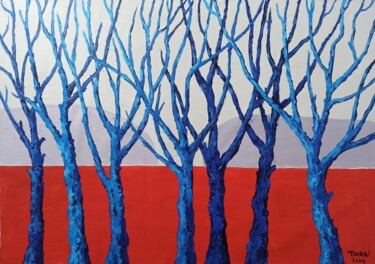 Malerei mit dem Titel "Blue trees" von Anh  Tuan Le, Original-Kunstwerk, Acryl