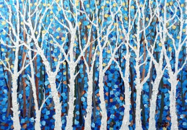 Peinture intitulée "trees landscape 01" par Anh  Tuan Le, Œuvre d'art originale, Acrylique