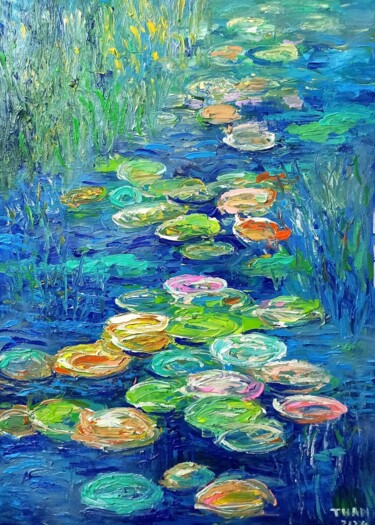 Painting titled "Colorful water lily" by Anh  Tuan Le, Original Artwork, Acrylic
