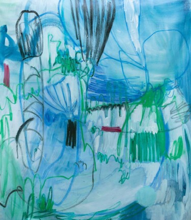 Malarstwo zatytułowany „Blue House” autorstwa Ani Verso, Oryginalna praca, Olej