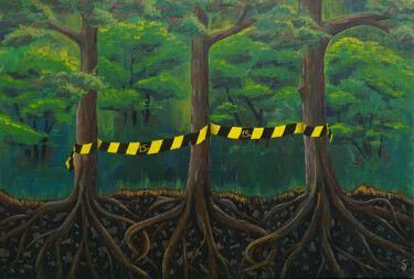 Painting titled "Pandemic Family 2020" by Ania Cho, Original Artwork, Acrylic Mounted on Wood Stretcher frame