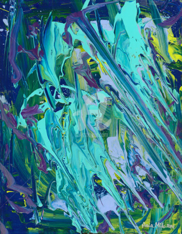 Painting titled "Aqua Blue Act of Co…" by Ania M Milo, Original Artwork, Acrylic