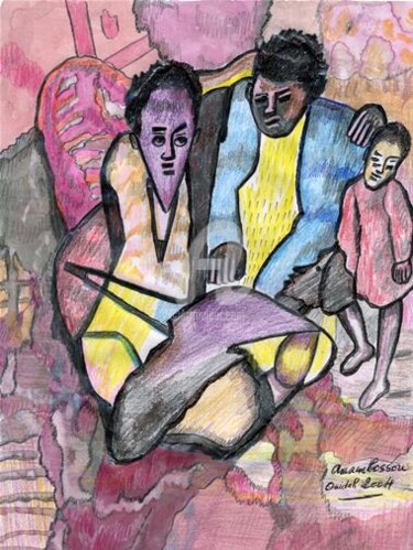 Dessin intitulée "Ensemble dans le ma…" par Armand Pascal Aniambossou, Œuvre d'art originale