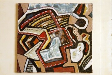 Peinture intitulée "Chez l'oracle" par Armand Pascal Aniambossou, Œuvre d'art originale