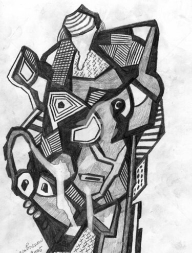 Dessin intitulée "visage pluriel" par Armand Pascal Aniambossou, Œuvre d'art originale, Crayon