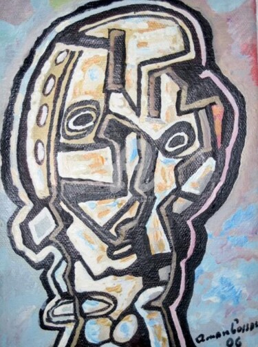 Peinture intitulée "Masque cubiste" par Armand Pascal Aniambossou, Œuvre d'art originale