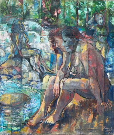 Pintura titulada "“Bañistas en el Fre…" por Aníbal Riverol, Obra de arte original, Acrílico