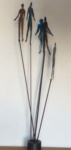 Sculpture titled "Déambulation poetiq…" by Aniko, Original Artwork, Metals