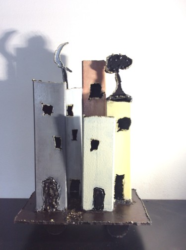Sculpture titled "Les maisons nomades…" by Aniko, Original Artwork, Metals