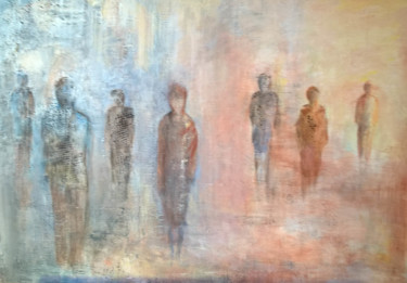 Painting titled "Les passants" by Anida Fernez, Original Artwork