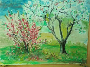 Painting titled "RED TREE" by Simionescu Elena, Original Artwork, Oil