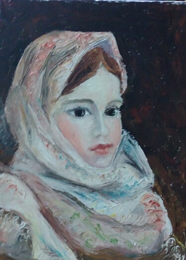 Painting titled "Young Woman" by Simionescu Elena, Original Artwork, Oil