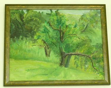 Painting titled "Green landscape" by Simionescu Elena, Original Artwork