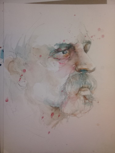 Painting titled "RETRATO 22" by Agnes Druenne, Original Artwork, Watercolor