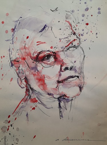 Painting titled "RETRATO 177" by Agnes Druenne, Original Artwork, Watercolor