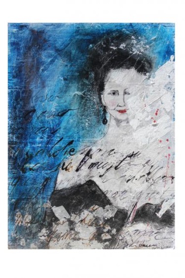Pittura intitolato "la mujer literaria" da Agnes Druenne, Opera d'arte originale