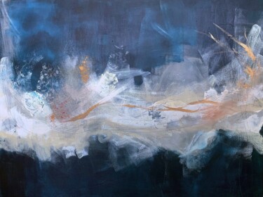 Pittura intitolato "Vue sur la mer de N…" da Anik Lapointe, Opera d'arte originale, Acrilico Montato su Telaio per barella i…
