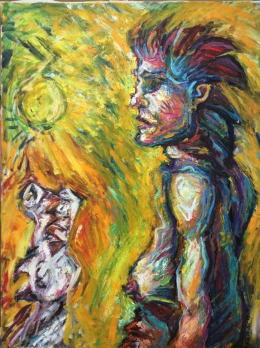 Painting titled "Mary of the wildern…" by Anikitos Giannoudes, Original Artwork, Oil