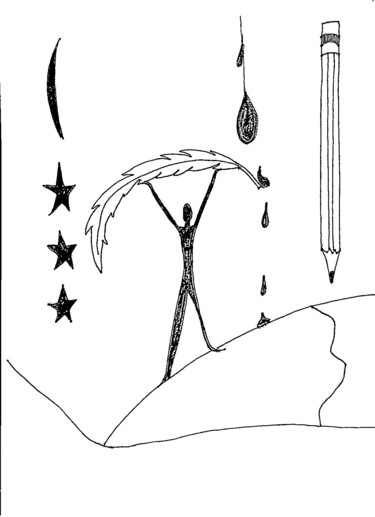 Disegno intitolato "Le poids de l'espér…" da Anik Fortin, Opera d'arte originale, Pennarello