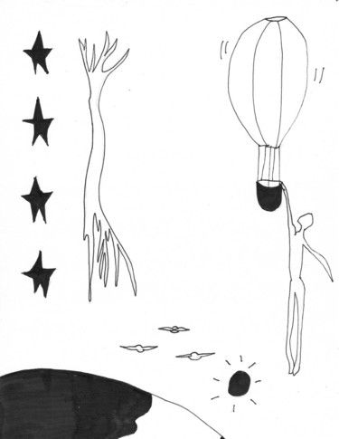 Rysunek zatytułowany „Montgolfière” autorstwa Anik Fortin, Oryginalna praca, Ołówek