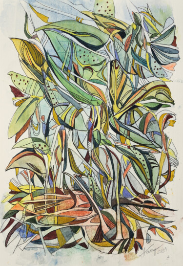 Peinture intitulée "Deep in the Jungle" par Aniko Hencz, Œuvre d'art originale, Aquarelle