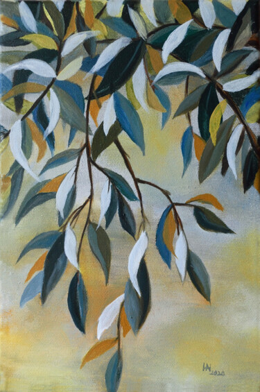Painting titled "The broken olive br…" by Aniko Hencz, Original Artwork, Oil Mounted on Wood Stretcher frame