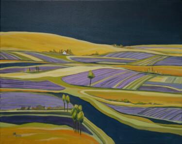 Pintura titulada "The lavender farm" por Aniko Hencz, Obra de arte original, Oleo Montado en Bastidor de camilla de madera