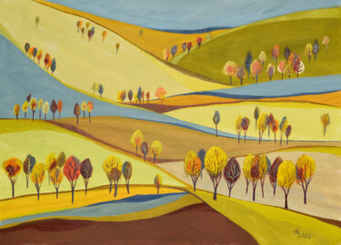 Pittura intitolato "Trees Everywhere" da Aniko Hencz, Opera d'arte originale, Olio