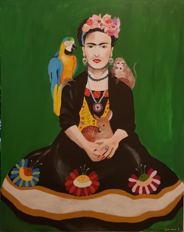 Painting titled "Frida" by Aniko Murok, Original Artwork, Acrylic