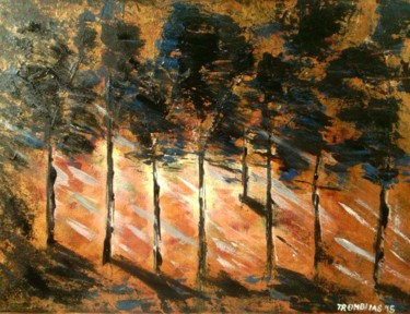 Painting titled "Wald" by Aniko Trombitasne Varju, Original Artwork, Acrylic
