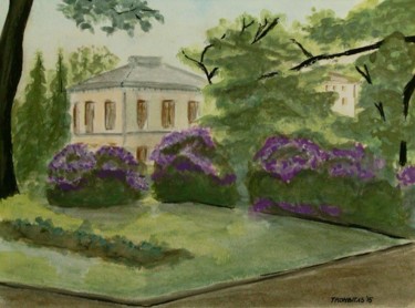 Painting titled "Park - Zittau" by Aniko Trombitasne Varju, Original Artwork, Watercolor