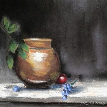 Painting titled "Apfel" by Aniko Trombitasne Varju, Original Artwork, Pastel