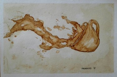 Painting titled "Break (Coffee paint…" by Aniko Trombitasne Varju, Original Artwork, Watercolor
