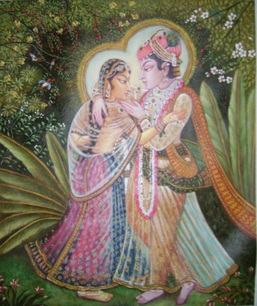 Painting titled "Radha Krishna -2" by Anil Das, Original Artwork