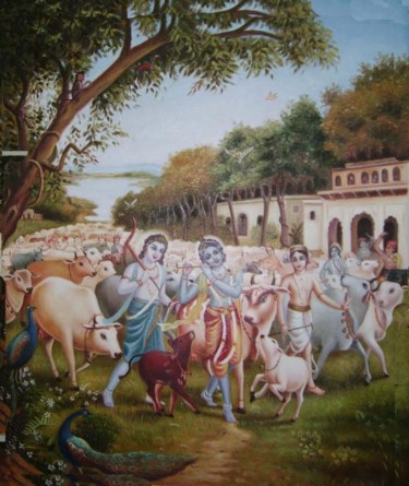 Painting titled "Krishna with flute…" by Anil Das, Original Artwork