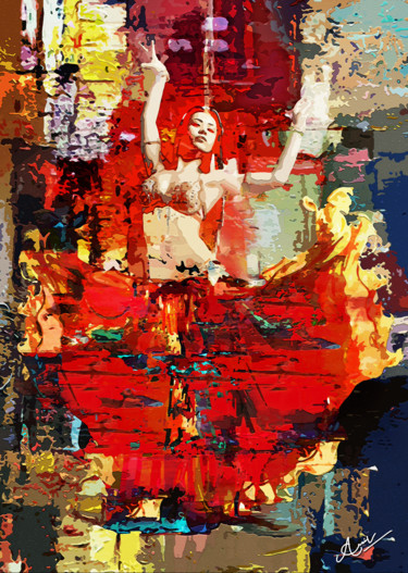 Painting titled "Lady in Red" by Anil Kumar, Original Artwork, Acrylic Mounted on Wood Stretcher frame