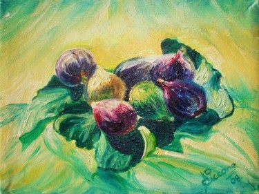 Картина под названием "Still life with figs" - Anila Dekovelli Ciccone, Подлинное произведение искусства, Масло