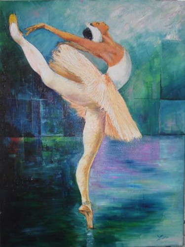Painting titled "Ballerina 1" by Anila Dekovelli Ciccone, Original Artwork, Oil