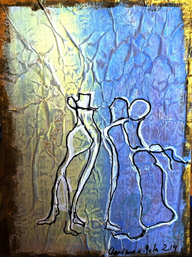 Painting titled "The Lovers of the F…" by Anima E Mela, Original Artwork, Acrylic Mounted on Cardboard
