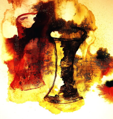 Painting titled "Aladin's lamps" by Anima E Mela, Original Artwork, Ink Mounted on Wood Stretcher frame