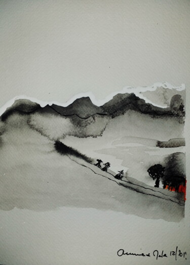 Painting titled "Coming back home" by Anima E Mela, Original Artwork, Ink