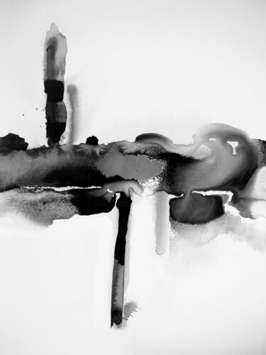 Malerei mit dem Titel "On a quiet Wintermo…" von Anima E Mela, Original-Kunstwerk, Tinte