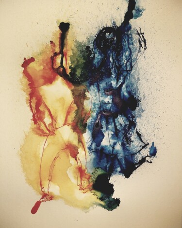 Peinture intitulée "Jazz for two" par Anima E Mela, Œuvre d'art originale, Encre