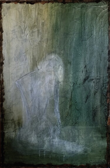 Painting titled "The Lady of the Lak…" by Anima E Mela, Original Artwork, Acrylic Mounted on Wood Stretcher frame