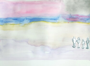 Painting titled "Silent Observers" by Anima E Mela, Original Artwork, Watercolor