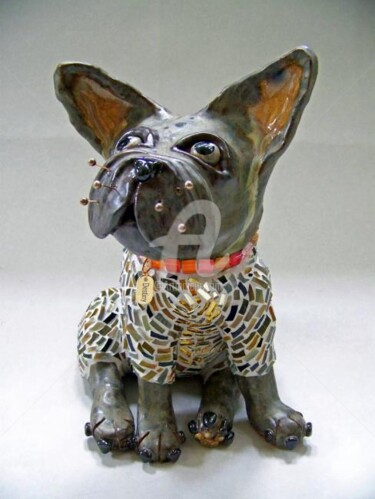 Sculpture titled "Puddles French Bull…" by Suzanne Noll, Original Artwork, Ceramics
