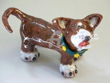 Sculpture titled "Gunner Small Dog Sc…" by Suzanne Noll, Original Artwork, Ceramics