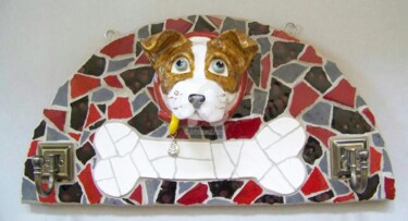 Sculpture titled "Red & Black Mosaic…" by Suzanne Noll, Original Artwork, Other