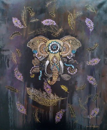 Peinture intitulée "Falling Feathers" par Danguole Serstinskaja, Œuvre d'art originale, Acrylique